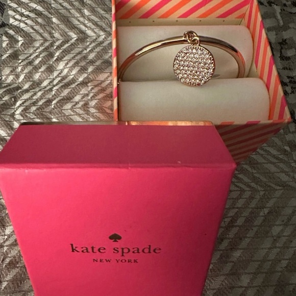 New with tags Kate Spade Rose Gold Bangle Bracelet with “Make Me Blush” charm - Picture 4 of 6